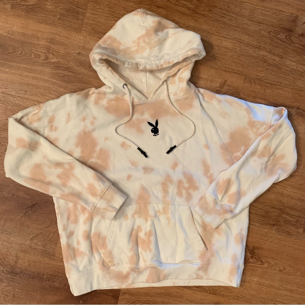 Playboy x Missguided Tan White Stone Tie Dye Hoodie Size 6 Small Collaboration